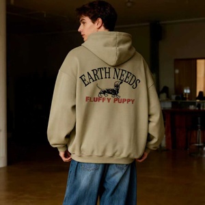 TKAN202 Fabricante al por mayor de algodón de lujo Tinck invierno hombres pulóver logotipo personalizado impresión bordado cremallera Oversizer Sudadera con capucha - Product Image 3
