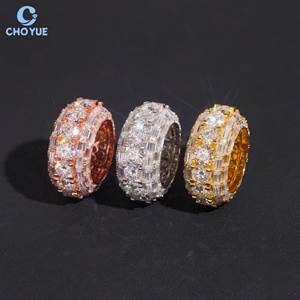 Anillo de Hombre de Plata de Ley 925 con Diamantes de Moissanita VVS Brillantes, Estilo Hip Hop, Anillo de Banda con Incrustaciones de Moissanita - Product Image 5