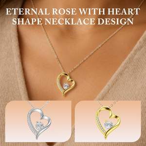 Collier Cœur avec Rose Éternelle Iceevery, Boîte Cadeau avec Carte Poétique pour la Fête des Mères, Décoration d'Intérieur - Product Image 6