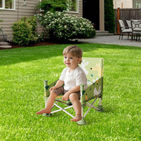 Chaise de table pliable moderne Prodigy CF002 pour bébé, portable, sûre, en plastique de qualité alimentaire, vert/rose, avec tapis de repas tendance pour l'extérieur