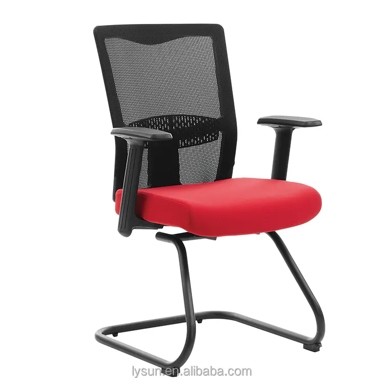 Steel Structure Meeting Roon Fixed Bow Base Leg Mesh Staff Office Conference Chair Without Wheels