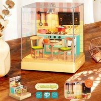 Decoración del Hogar, Casa en Miniatura para Manualidades, Rompecabezas 3D, Cabaña de Plástico, Cafetería, Tienda de Conveniencia, Bloques de Construcción de Modelos, 62 Piezas