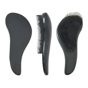 Anti-statik siyah sprey boya yüzeyi yumuşak mat pembe profesyonel özel Logo kıvırcık dolaşık açıcı saç fırçası