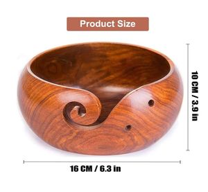 Ciotola in <span class=keywords><strong>Legno</strong></span> Fatta a Mano dal Design Unico per Filati e Accessori per Uncinetto con Fori per Lavori a Maglia, Regalo per la Festa della Mamma - Product Image 2
