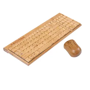 WESDAR sıcak satış Mini oyun klavyesi profesyonel bambu yapımı kablosuz oyun klavyesi ve fare combo