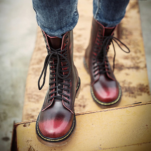 Bottes en cuir longues et élégantes, dessus en cuir véritable pour homme, design à lacets, semelle épaisse, antidérapantes, bottes longues - Product Image 3