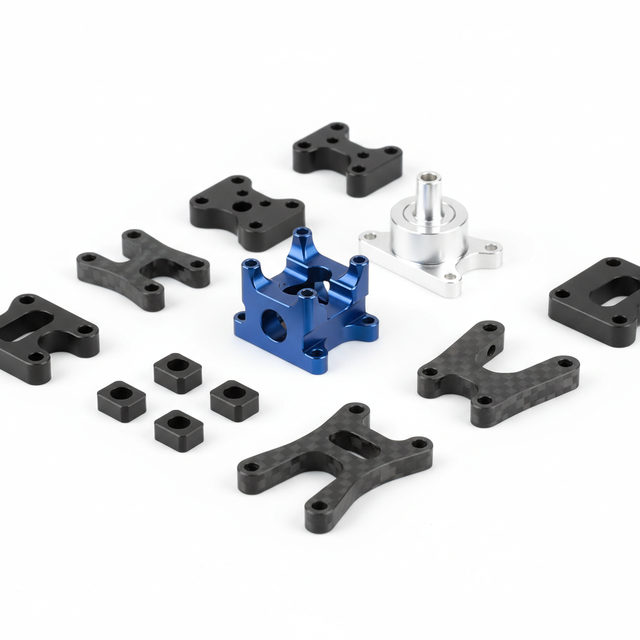 High Precision CNC Machined Aluminum RC Drone Spare Parts Custom Carbon Fiber Frame Multi-Rotor UAV Components