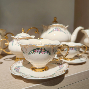 Juego de <span class=keywords><strong>Vajilla</strong></span> de <span class=keywords><strong>Porcelana</strong></span> <span class=keywords><strong>Fina</strong></span> Ecológica Royal Elegance, con Borde Dorado, Estilo Vintage, Pintado a Mano - Product Image 1