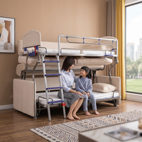 Canapé-lit multifonctionnel moderne YOUTAI, revêtement en tissu, structure en acier inoxydable, design pliable peu encombrant, échelle intégrée pour salon
