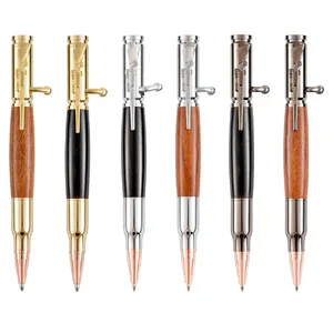 قلم تكتيكي متعدد الوظائف للبيع بالجملة قلم حركة رخيص على شكل رصاصة مسدس معدني مشبك قلم حبر جاف