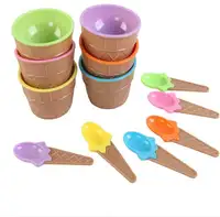アイスクリームボウルセット子供用プラスチックアイスクリームスモールボウルセットスプーン付き夏かわいいデザートアイスクリームボウル