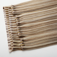 Extensions de cheveux naturels à micro-perforations, trame papillon avec trous, double tirage, cuticules intactes, trame en PU invisible XO