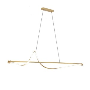 2023 All-Copper Modern Minimalist Dining Room <b>Chandelier</b> Luxury Nordic Style Curved Silk Single-Line Full-Spectrum Pendant <b>Light</b> - Product Image 4