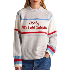 <span class=keywords><strong>Pull</strong></span> en tricot brodé « Let It Snow » pour femme, <span class=keywords><strong>pull</strong></span> oversize pour les fêtes d'hiver, haut rayé <span class=keywords><strong>de</strong></span> Noël - Product Image 6