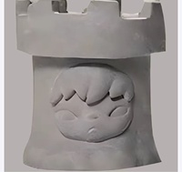 Pour Xuewu Tonghua Aromathérapie Snow House Ornement décoratif tendance japonaise en béton blanc laiteux avec inscriptions grises, Boîte mystère