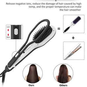 <span class=keywords><strong>Plancha</strong></span> de cabello Offre Spéciale marque privée 2 en 1 céramique fer à lisser brosse peigne fer à lisser professionnel - Product Image 4