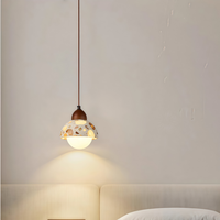 Suspension LED Terrazzo Minimaliste Moderne en Bois Massif avec Cordon Réglable pour Chambre, Îlot de Cuisine, Salle à Manger et Décoration