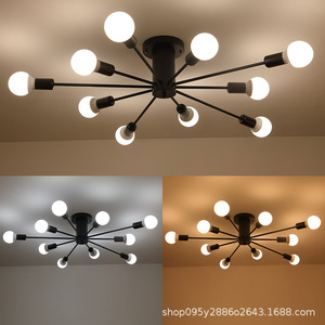 Lampadario Multipolare <span class=keywords><strong>a</strong></span> 6/8 Luci, Stile Industriale Retrò, Lampada <span class=keywords><strong>a</strong></span> Ragno in Ferro per Camera da Letto - Product Image 4