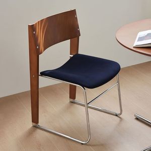 Silla de comedor de madera maciza con asiento tapizado, estilo escandinavo moderno para sala de estar y comedor - Product Image 1