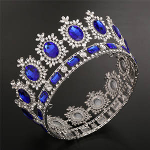 Couronne de diamant rond Europe Amérique Coiffes Rétro Couronnes Accessoires de cheveux de mariage Diadèmes de <span class=keywords><strong>princesse</strong></span> en strass pour filles - Product Image 3