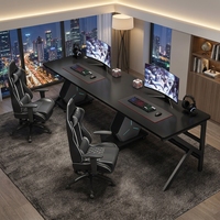Grande table de jeu en bois noir et rose pour deux personnes Bureau d'ordinateur ESport longue taille pour salle de jeux