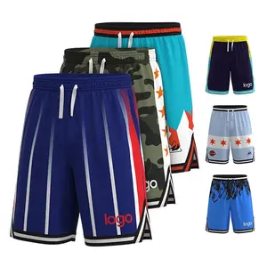 Custom Mesh Gleuf Basketbal Shorts Heren Leisure Sport Vintage Basketbal Shorts Voor Sport