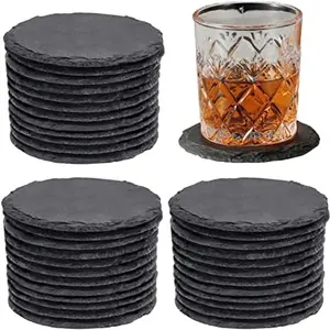 Wholesale Custom Logo Black Natural Square Slate Coaster Custom For Drink Slate Drinking Coaster Custom Ceramic Coaster