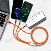 Kabel Pengisi Daya USB Type-C LED 3-in-1 dengan Logo Kustom untuk Ponsel & Kamera, Pengisian Daya Kecepatan Tinggi 120cm