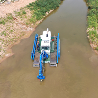 Drague amphibie multifonctionnelle avec moteur de boîte de vitesses de pompage de sable pour réservoir de rivière.