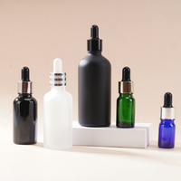 Flacons compte-gouttes en verre vert de plusieurs tailles, bouchons pipette noirs opaques, pour huiles essentielles, sérums faciaux, contenants cosmétiques vides
