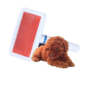 Mixed stock, white handle-type <b>pet</b> comb with airbag and fine-toothed bristles, for daily use, with white spots, suitable for - Product Image 2