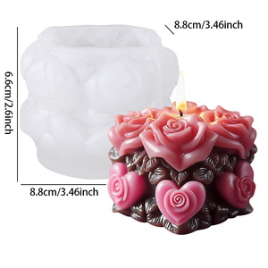 Moule en silicone <span class=keywords><strong>pour</strong></span> bougie parfumée artisanale DIY et souvenir en plâtre, motif géométrique transfrontalier en forme <span class=keywords><strong>de</strong></span> cœur et <span class=keywords><strong>de</strong></span> rose, <span class=keywords><strong>pour</strong></span> une ambiance festive - Product Image 2