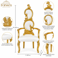 Fauteuils de mariage à dossier haut en or et blanc, style Royal Scrollwork, pour la mariée et le marié, pour hôtel, banquet, événement, scène