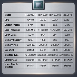 Nouvelle Carte Graphique RTX 3070 Ti pour PC de Bureau, Multi-Ventilateurs, 8+8 Broches, 394 Bits, 12 Go de Mémoire GDDR6X, PCI Express, pour Jeux Esports - Product Image 2