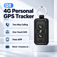Traceur GPS Personnel 4G Q8 avec Alarme SOS, Appel Bidirectionnel, Suivi en Temps Réel GPS+BDS, Porte-clés Portable pour Enfants et Personnes Âgées, Géolocalisation