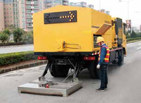 ENUO EAHB-SE1500 Chauffe-asphalte jaune monté sur camion pour la réparation de nids-de-poule, alimenté au propane, débit élevé de 1,3 m/min
