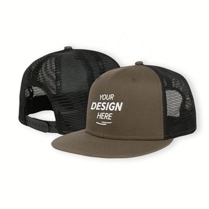 Chapeau de camionneur en maille à 5 panneaux de haute qualité pour hommes Casquette en mousse imprimée en relief personnalisée avec bord incurvé et élégant - Product Image 1