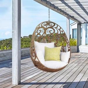 Cyber Celebrant Sedia <span class=keywords><strong>a</strong></span> dondolo sospesa moderna in rattan blu per esterni, <span class=keywords><strong>a</strong></span> forma di nido d'uccello, per balcone, caffè, soggiorno - Product Image 1