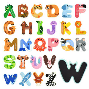 Juguete educativo para niños dibujos animados animales nevera imán letra minúscula rompecabezas juguetes bebé silicona rompecabezas magnético pegatina - Product Image 1