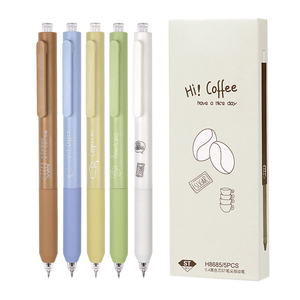 قلم قهوة جيل للمشي جديد، مجموعة أقلام التوقيع الإبداعية للطلاب، 5 قطع سوداء ST 0.4mm - Product Image 1