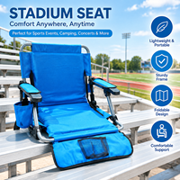 Siège de stade pliable portable avec accoudoir, porte-gobelet, poche de rangement, dossier réglable, structure en fer, pour événements sportifs en extérieur