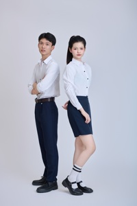 เสื้อเชิ้ตแขนยาวสีขาวนักเรียนมัธยมต้นผ้าโพลีเอสเตอร์เวียดนาม FMF (สีขาว) - Product Image 6