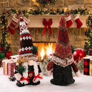 Figurine de gnome en peluche de Noël, Tomte elfe suédois avec canne en sucre pour la décoration de la table à la maison, fête de Noël, cadeau - Product Image 1