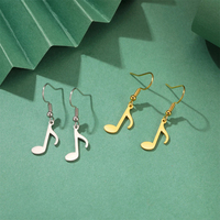 Boucles d'oreilles pendantes asymétriques en forme de note de musique pour femmes, en acier inoxydable, bijoux pour musiciennes et amoureuses de la musique, cadeaux