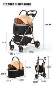 Poussette pour animaux de compagnie Petop Factory, 4 roues, grande capacité, pliable, imperméable, en Oxford, Coches Para Mascotas pour chiens, chats, voyages, promenades - Product Image 2