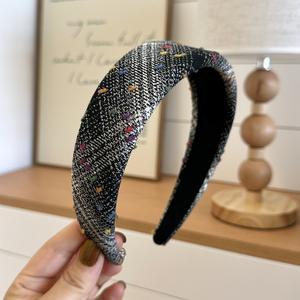 ريترو أسود أبيض متقلب حافة واسعة عقال الفتيات كلية الرياح موجة ملونة عصابة شعر القوس طباعة اكسسوارات الشعر النساء - Product Image 6