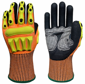 Guanti da lavoro Anti-vibrazione a prova di impatto TPR guanti da lavoro fluorescenza giallo <span class=keywords><strong>Nylon</strong></span> Nitrile sabbioso guanti di sicurezza per palme - Product Image 2