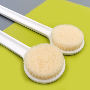 Bath <b>Brush</b> Long Handle Soft Bristles Oval Shape White Plastic Body Scrubber Shower Cleaning Tool - Product Image 3