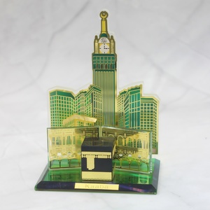 Escultura religiosa de vidrio, arquitectura de la Kaaba, combinada con la Torre del Rey Saudí, pieza de exhibición de recuerdo para interiores musulmanes - Product Image 1