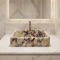 Lavabo vasque en marbre naturel moderne Calacatta Viola pour salle de bain, sur mesure pour villa